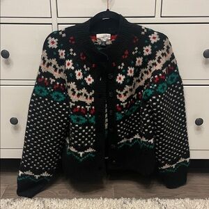 Universal Thread fair isle cardigan sweater. Womens size xs. Black. Cream. New.